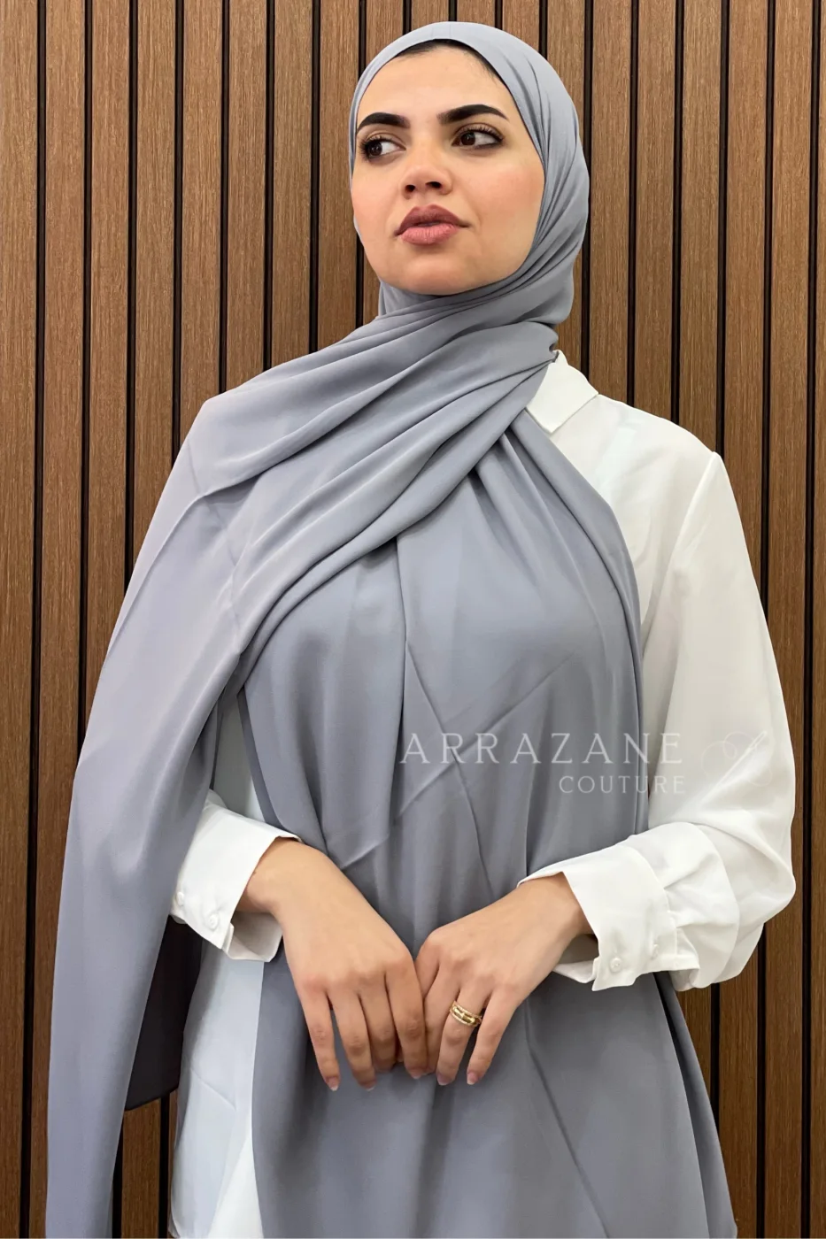 Châle Crêpe Uni Gris Souris | CasaZaz