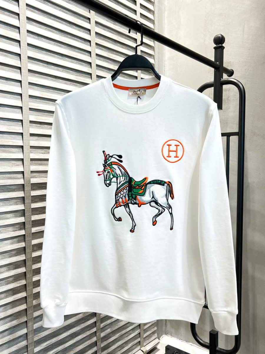 Hermes Paris Logo Horse White H Orange | 