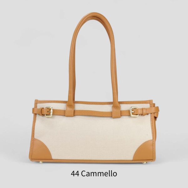 6023 - Borsa Bicolore in Canvas e pelle | Carvin Bags