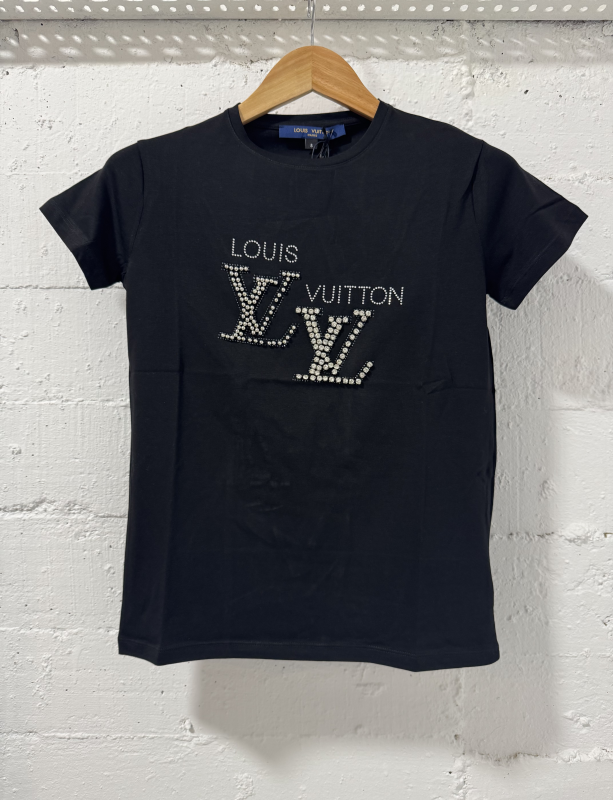 Louis Vuitton T-Shirt Women Strass Black | 