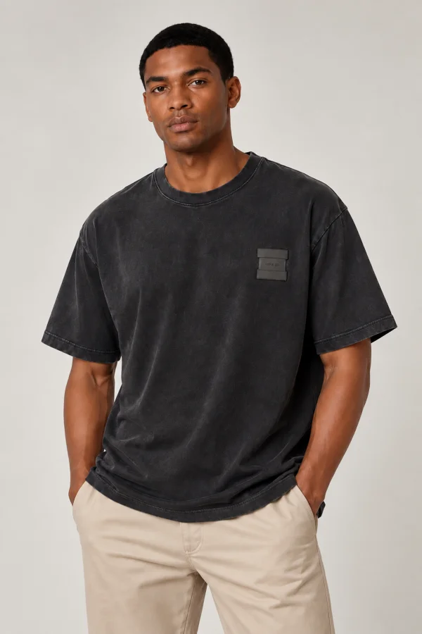 T-Shirt Casual Oversized Black Wach | definne
