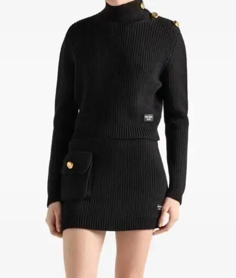 Prada Milano Knitwear Sweater and Skit Set Black | MASSIMOLUXURYOUTLET
