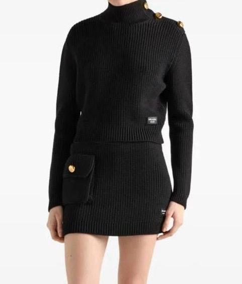 Prada Milano Knitwear Sweater and Skit Set Black | MASSIMOLUXURYOUTLET