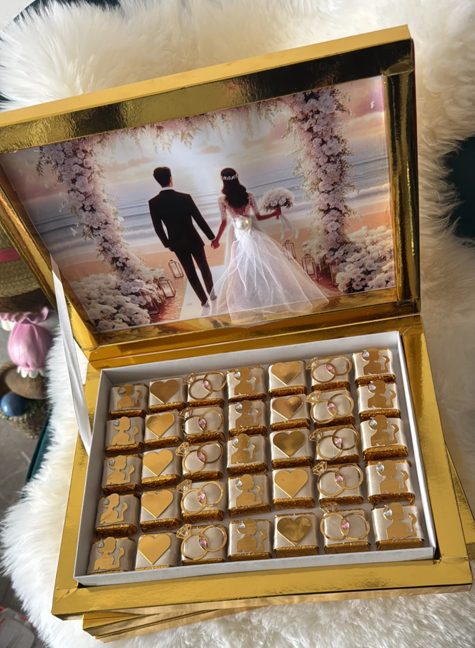 Coffret de chocolats personnalisés – Thème mariage | Jasmine créations 