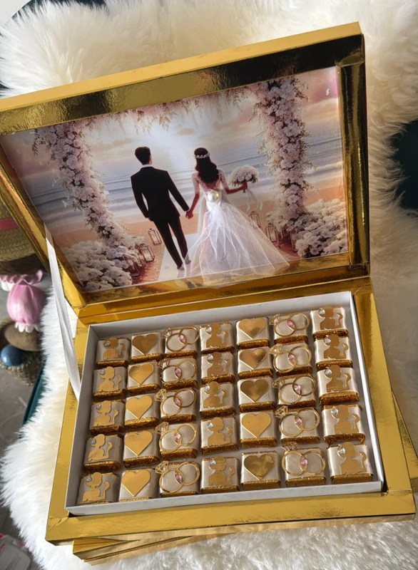 Coffret de chocolats personnalisés – Thème mariage | Jasmine créations 