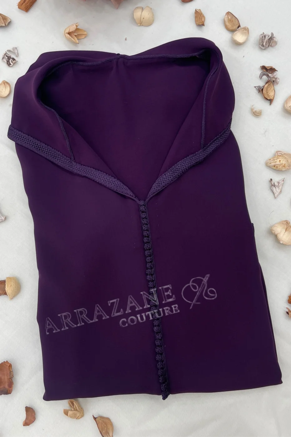 Djellaba berchmane crêpe aubergine | CasaZaz