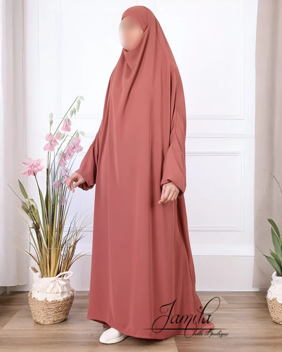 JILBAB 1 PIÈCE ROSE TERRE - JAMILA  | AMCOSMETIK