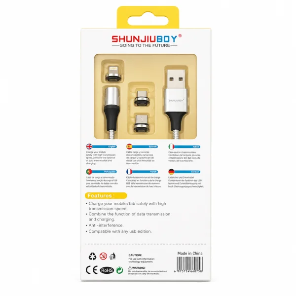Cavo Magnetico 3 In1 USB Type C Micro USB E Connettore Per iOS | GKP ELECTRONICS STORE 