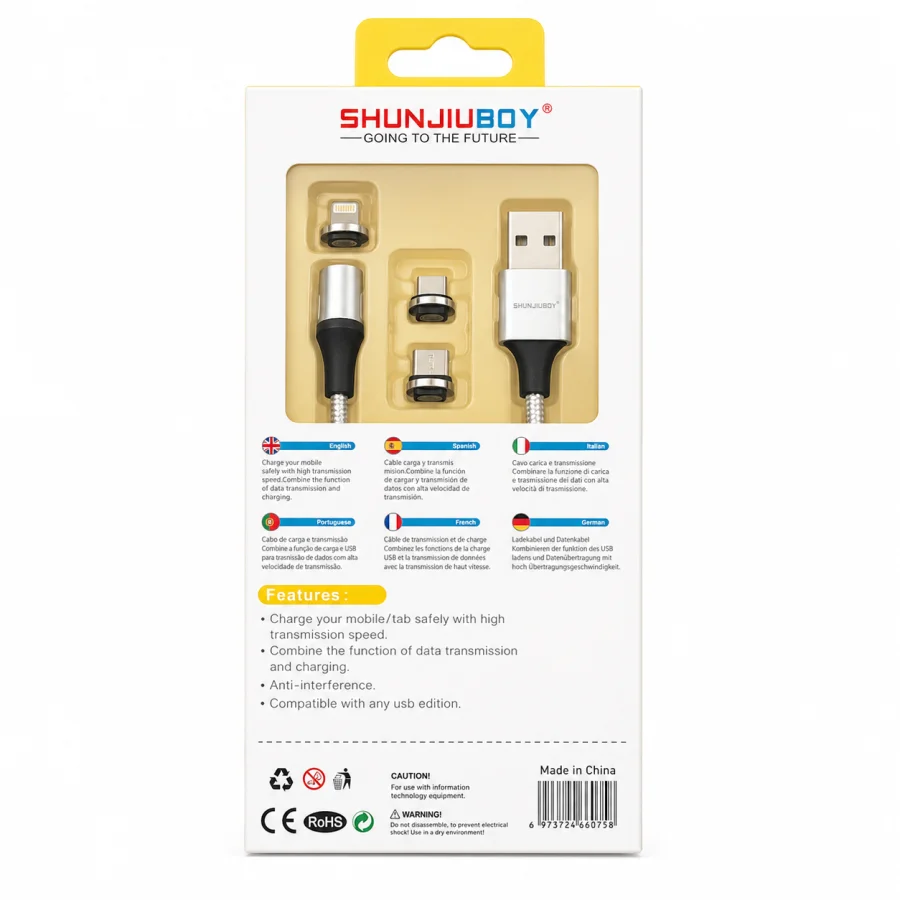 Cavo Magnetico 3 In1 USB Type C Micro USB E Connettore Per iOS | GKP ELECTRONICS STORE 