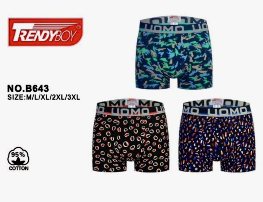 Lot de 4 BOXERS B643 COTON 95% ELASTHANNE 5% | Equipement Mondial