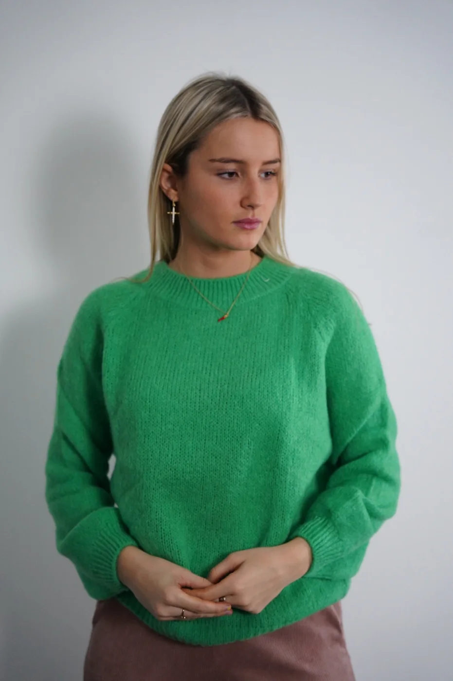 Round Neck Puff Sleeve Jumper | Salsa Color