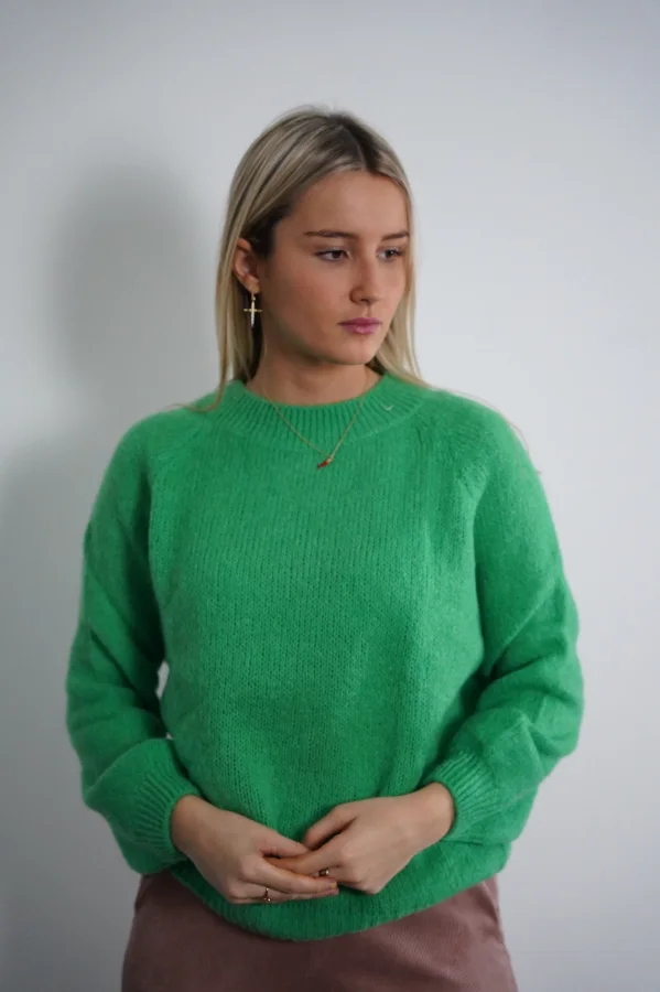 Round Neck Puff Sleeve Jumper | Salsa Color