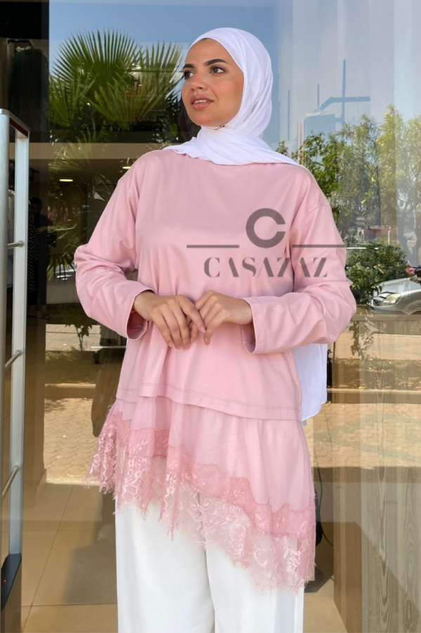 Blouse dentelle asymétrique | CasaZaz