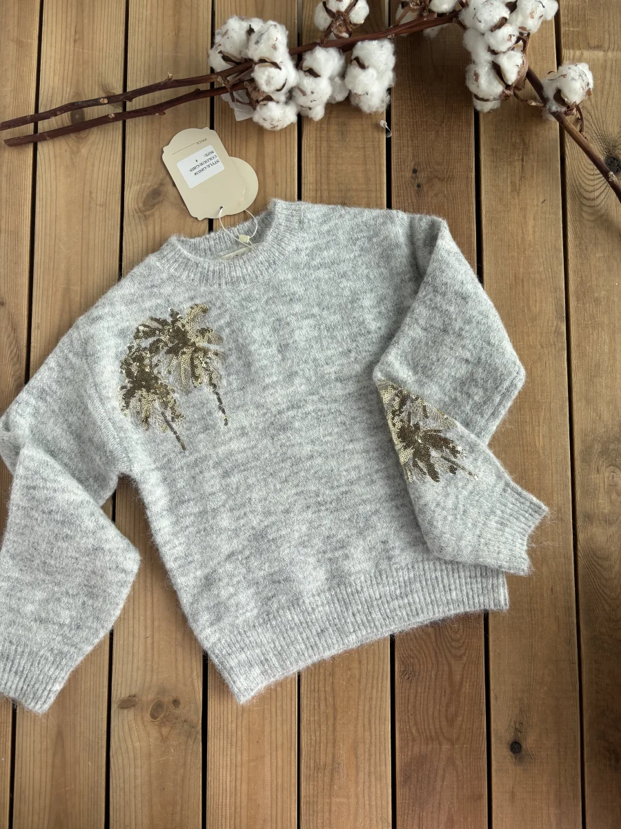 Pull bijou palmier gris  | Lena in Love 