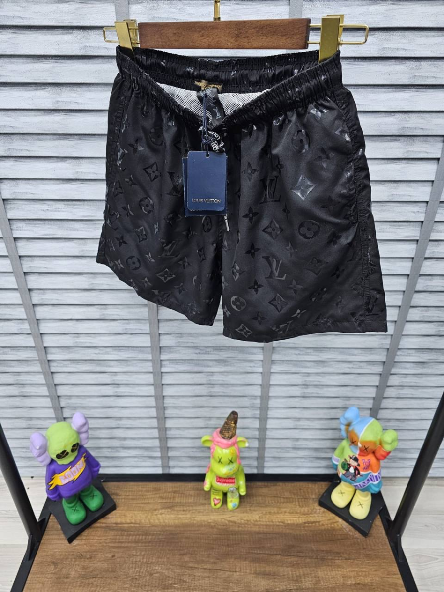 Louis Vuotton Glossy Swimm Shorts Black  | MASSIMOLUXURYOUTLET