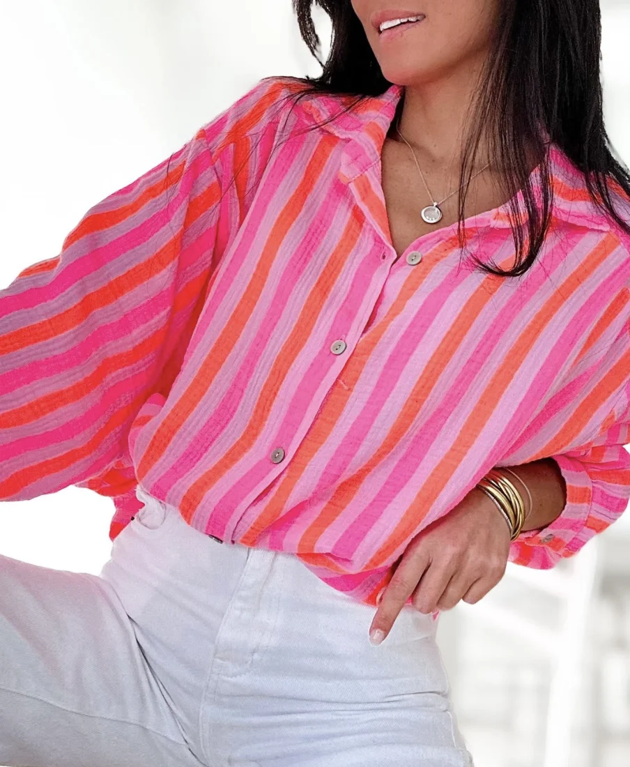 Chemise lignée rose orange | Lena in Love 