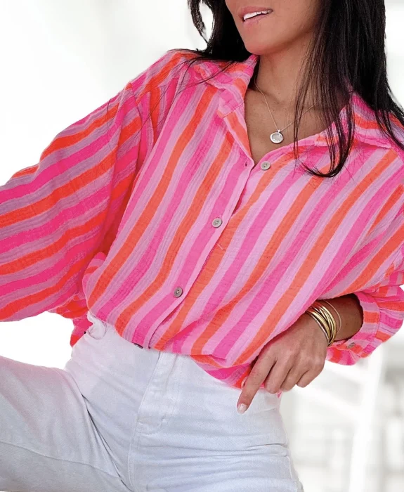 Chemise lignée rose orange | Lena in Love 