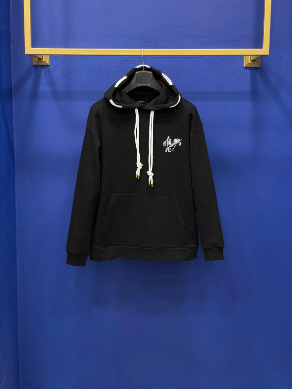 Louis Vuotton Jersey Hoodie Black | MASSIMOLUXURYOUTLET