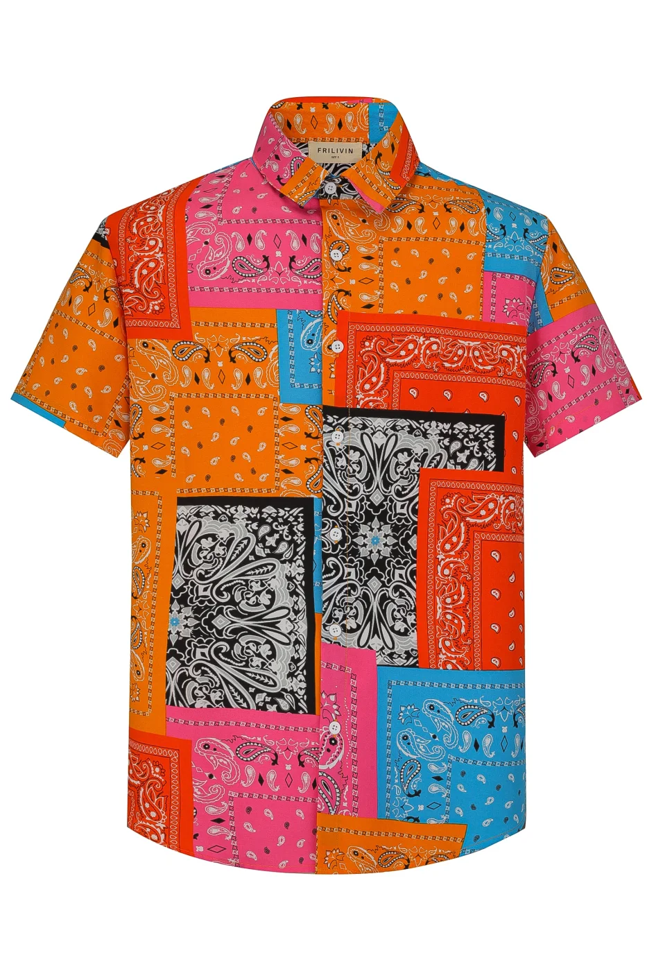 Camisa Havaiana Pachowork Orange & Bleu 38 | Definne