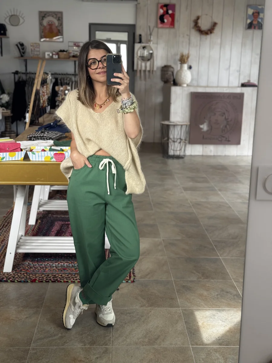Pantalon PRIMO vert sapin  | Les bohemiennes Le Bouscat