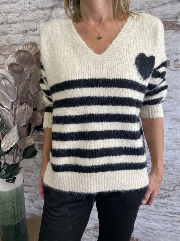 Pull rayé coeur | Jus de coco 