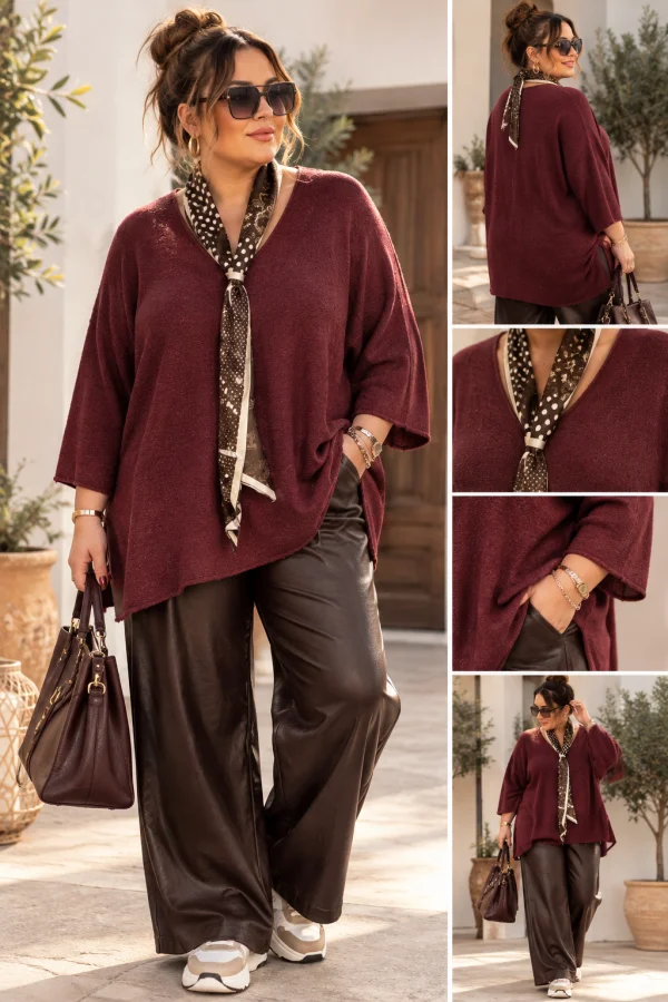 Pull " louane" bordeaux 44 au 54 | Les Chics Filles by Sab