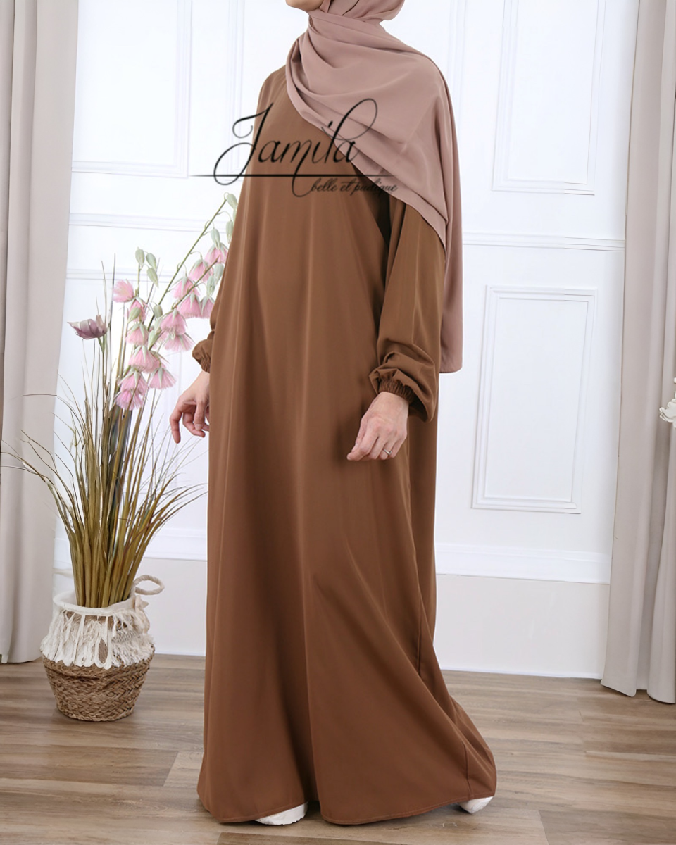ABAYA AMPLE CAMEL – MICROFIBRE ROYALE LÉGÈRE | AMCOSMETIK