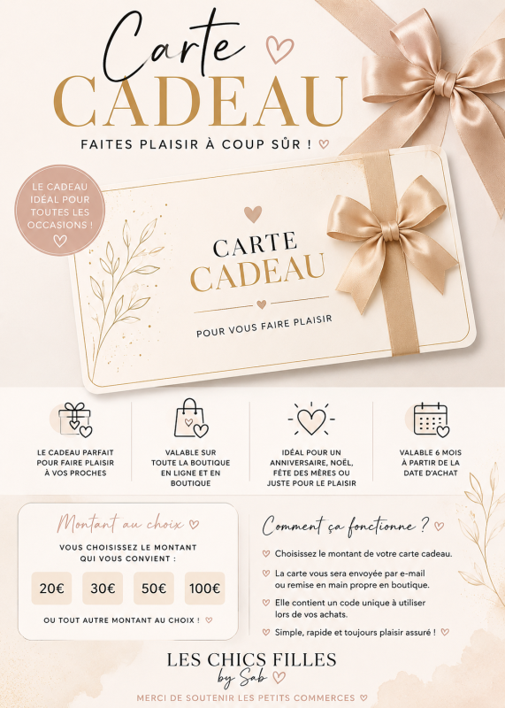 Carte cadeau "25€ | Les Chics Filles by Sab