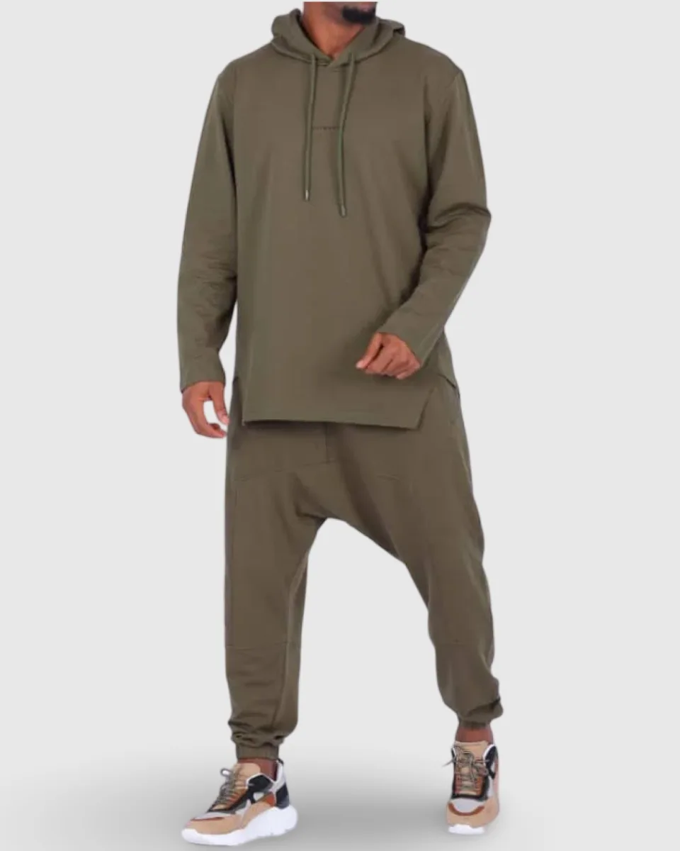 ENSEMBLE JOGGING SUPREME 2 KAKI - SWEAT CAPUCHE ET PANTALON - NIII   | AMCOSMETIK