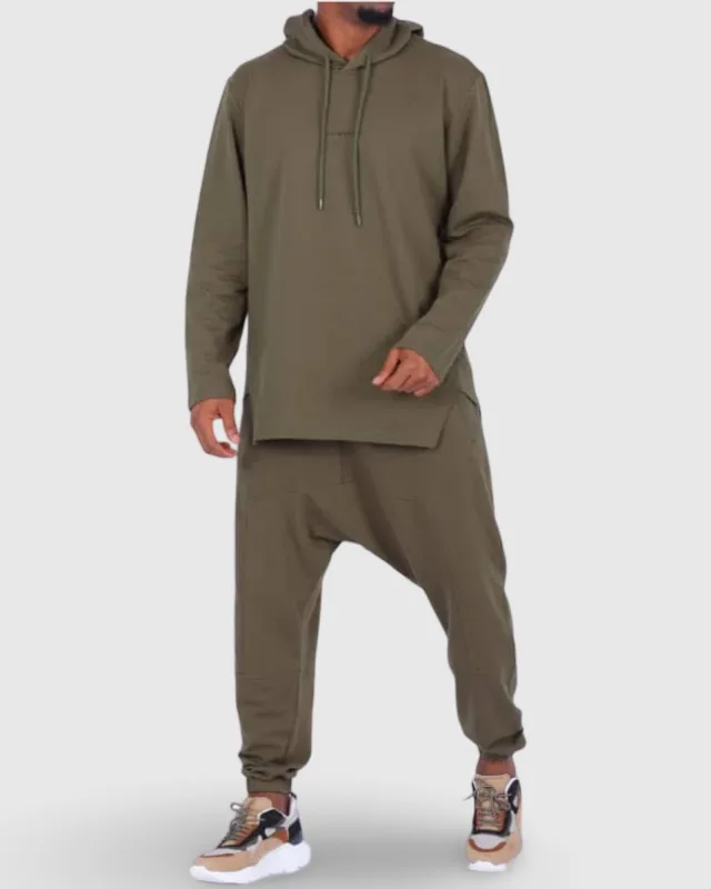 ENSEMBLE JOGGING SUPREME 2 KAKI - SWEAT CAPUCHE ET PANTALON - NIII   | AMCOSMETIK