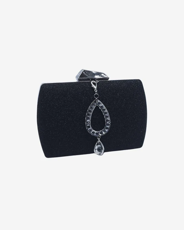 Minaudière glitter pendentif goutte - Noir | Dîna Shop'