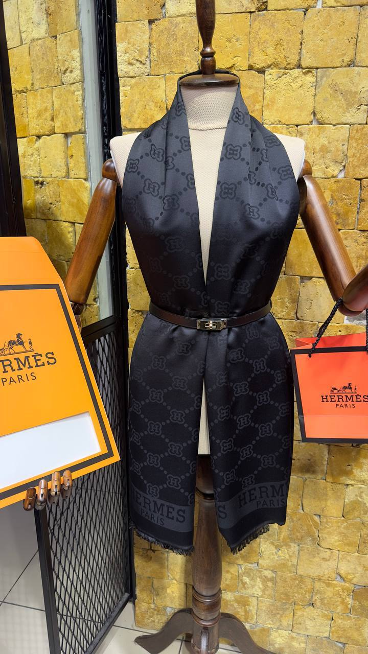 Hermes Paris Scarves Double face Black Unisex | MASSIMOLUXURYOUTLET