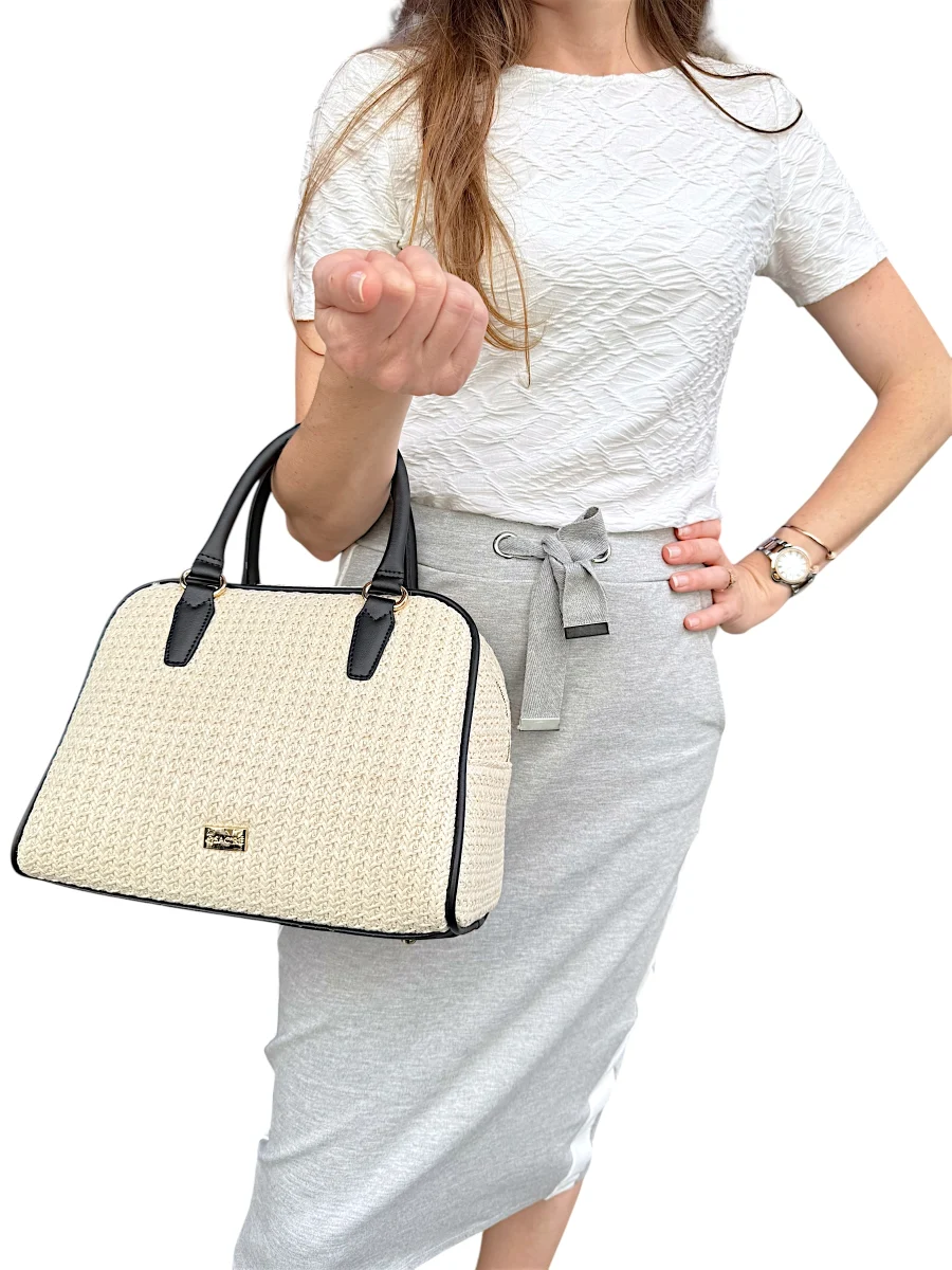 Maryam Rafia Beige Noir  | Sac'ré