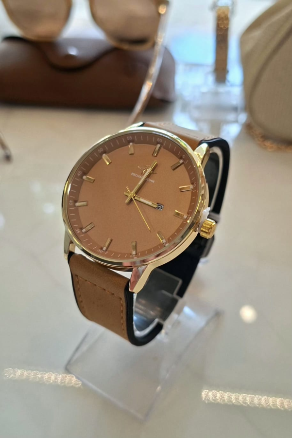 Relógio Michael Jonh Brown & Gold Fundo castanho  | definne