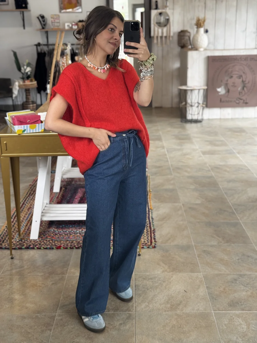 Pull ENORA rouge | Les bohemiennes Le Bouscat