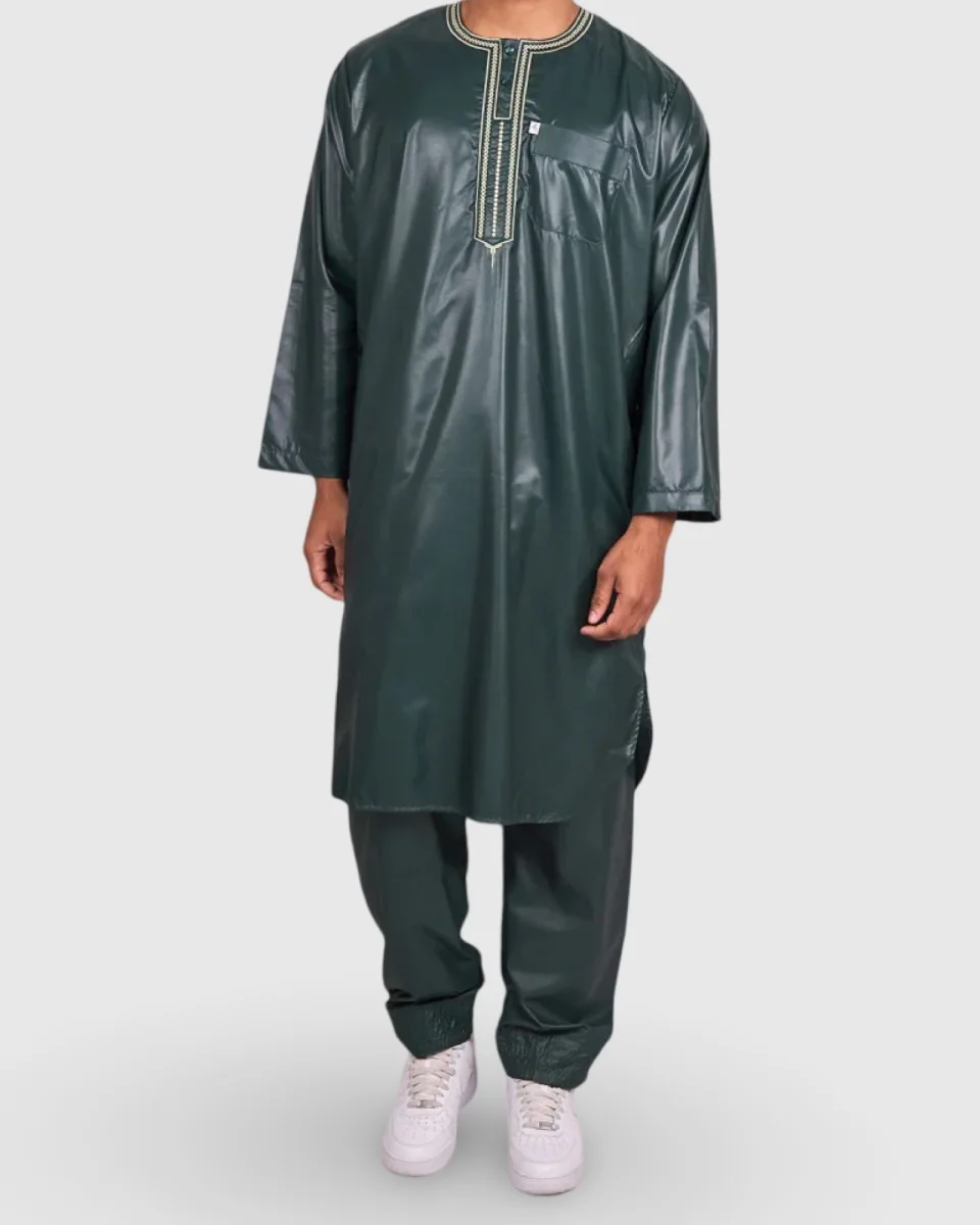 ENSEMBLE 2 PIÈCES – QAMIS & PANTALON VERT | AMCOSMETIK