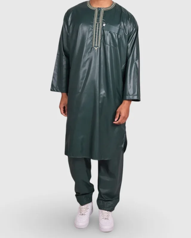 ENSEMBLE 2 PIÈCES – QAMIS & PANTALON VERT | AMCOSMETIK