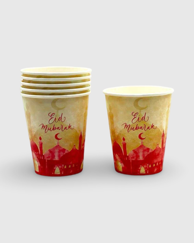 LOTS 6 PCS GOBELETS EN CARTON EID - MOSQUÉE ROUGE (250ML) | AMCOSMETIK