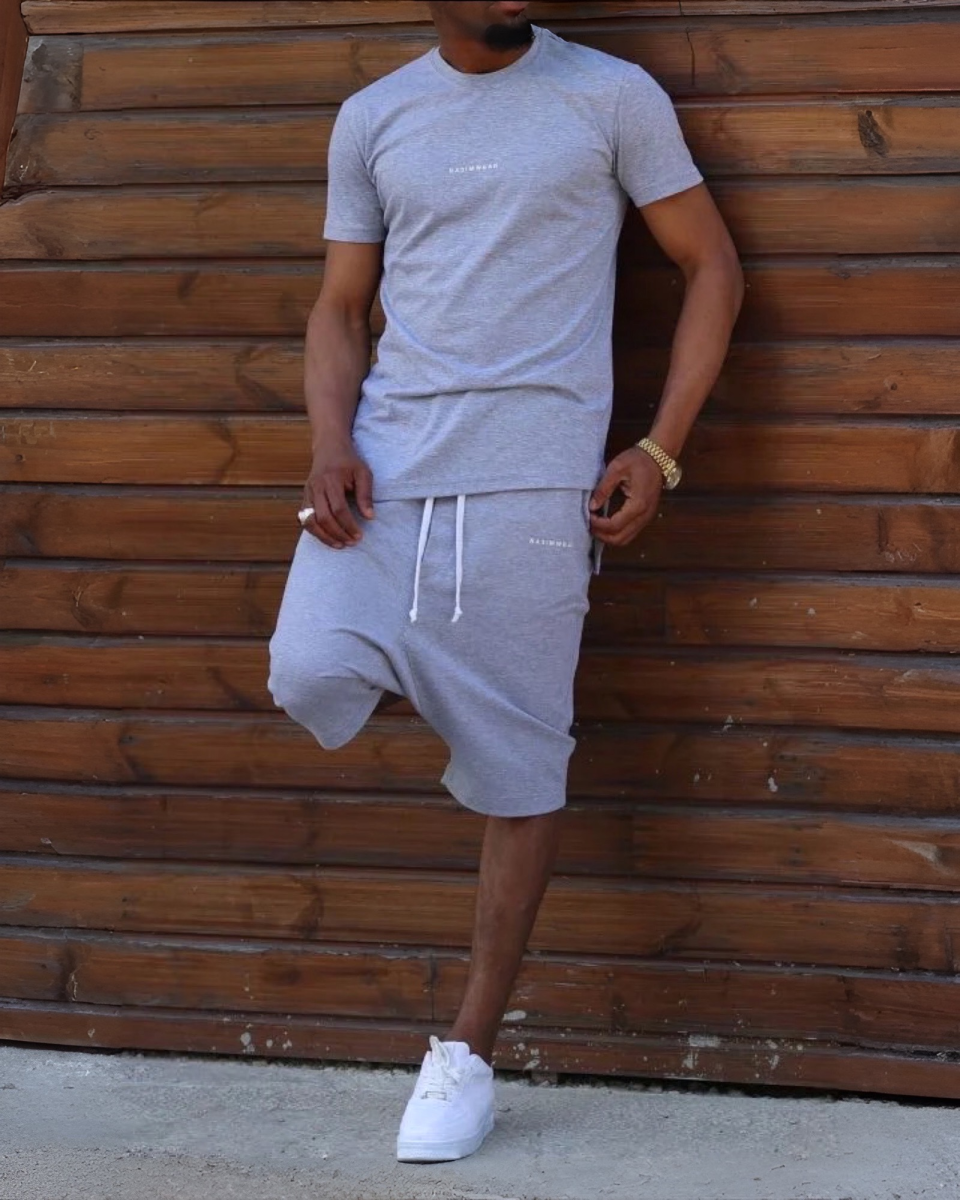 ENSEMBLE SUPRÊME 2 ÉTÉ GRIS - T-SHIRT OVERSIZE ET SHORT - NIII   | AMCOSMETIK