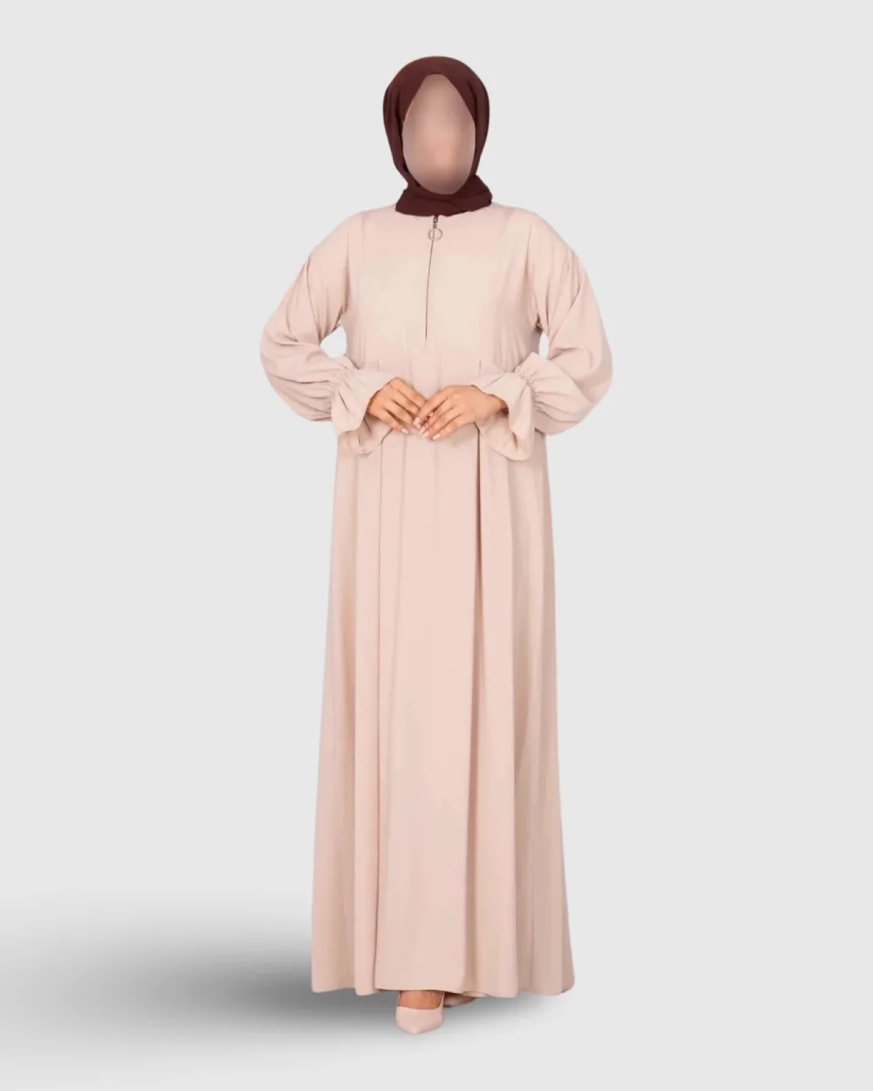 ABAYA DEMI-ZIP BEIGE | AMCOSMETIK