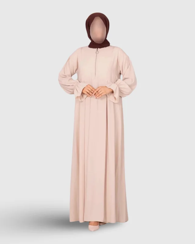 ABAYA DEMI-ZIP BEIGE | AMCOSMETIK
