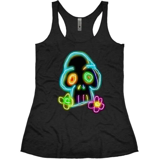 💠NFT NEON SKULL 1💠 RACERBACK TRIBLEND TANK | 💠 ℕ𝔽𝕋 𝕄𝕖𝕣𝕔𝕙 💠