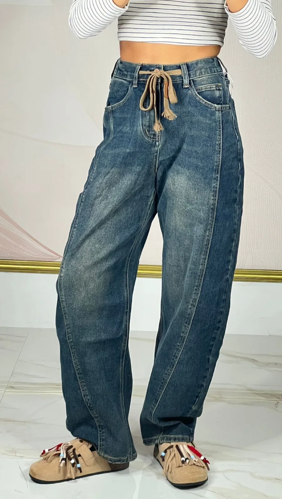 Jeans Ballon con laccio | ELIS MODA