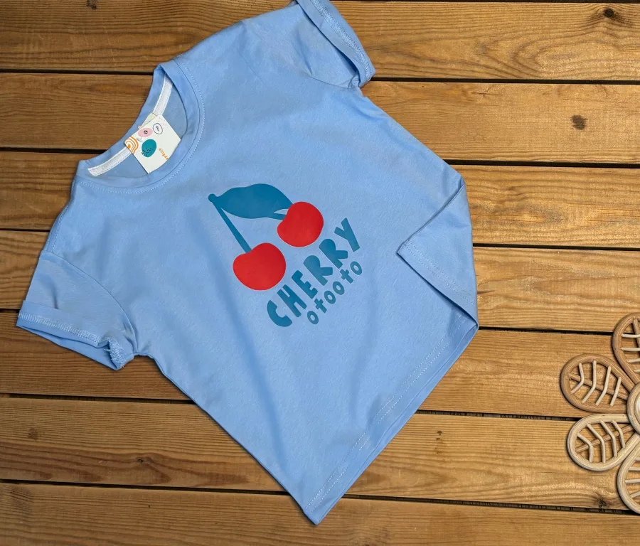 Tee shirt lovely cherry bleu  | Lena in Love 