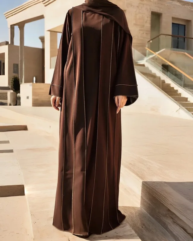 ENSEMBLE KIMONO DEUX PIÈCES MARRON SB PREMIUM NIDAH | AMCOSMETIK