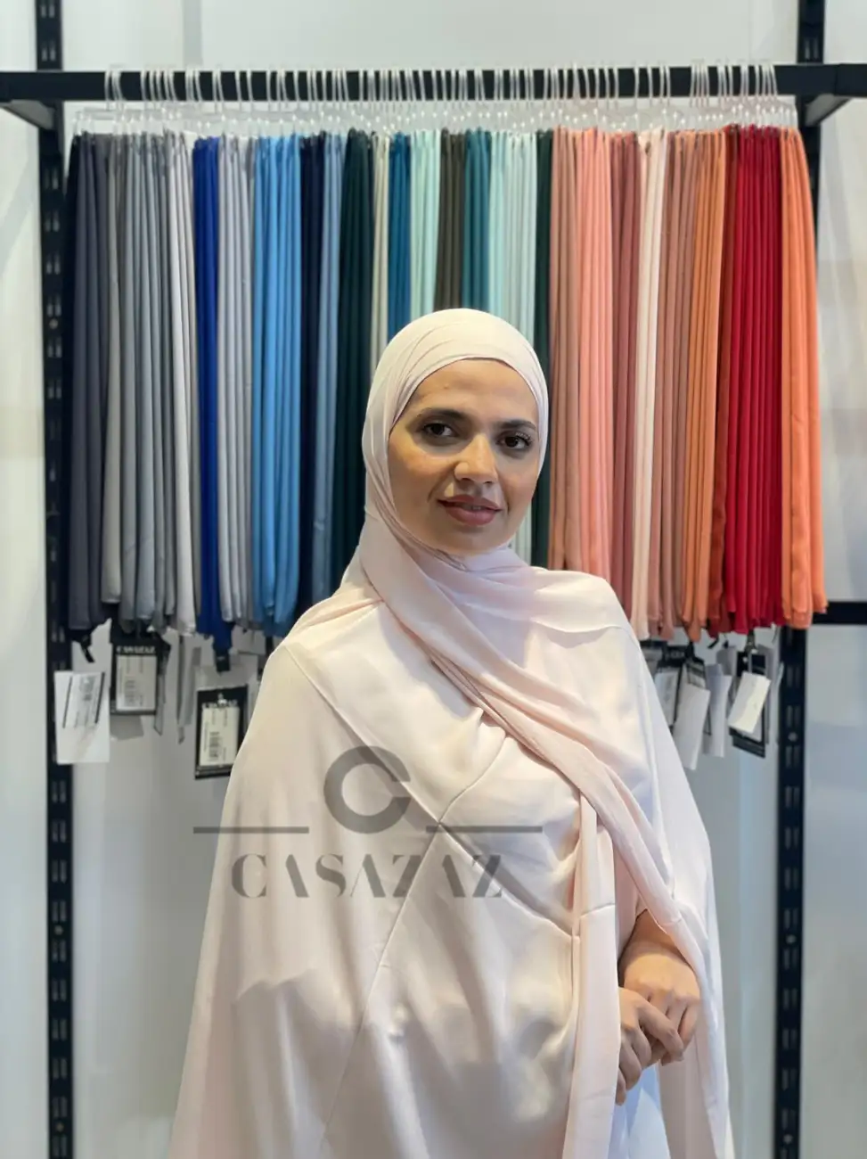 Chale crepe uni rose lumiere | CasaZaz