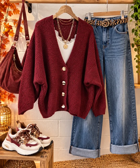 Gilet " albane " bordeaux 38 au 50 | Les Chics Filles by Sab
