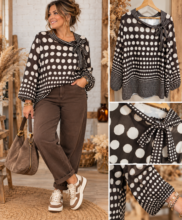 Blouse " capri " marron 40 au 48/50 | Les Chics Filles by Sab