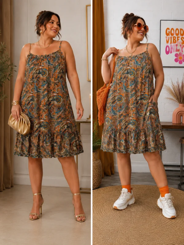 Robe " paisley" terracotta  38 au 48/50 | Les Chics Filles by Sab 