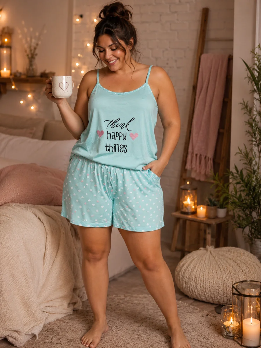 Pyjama short " nilda" turquoise 36 au 48 | Les Chics Filles by Sab